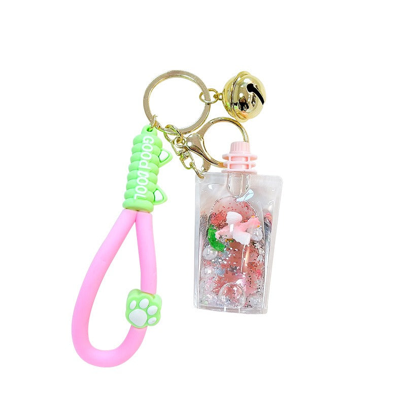 Wholesale Oil Filled Dinosaur Jelly Bottle Cute Liquid Quicksand Pendant Keychain